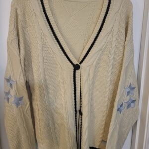 Inspired Taylor SWIFT elegant Cream Cardigan with Star Details